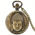 Unique Tibetan Buddhist Temple Quartz Pocket Watch with Chain - A Perfect Gift for Men & Women! Qme Bronze