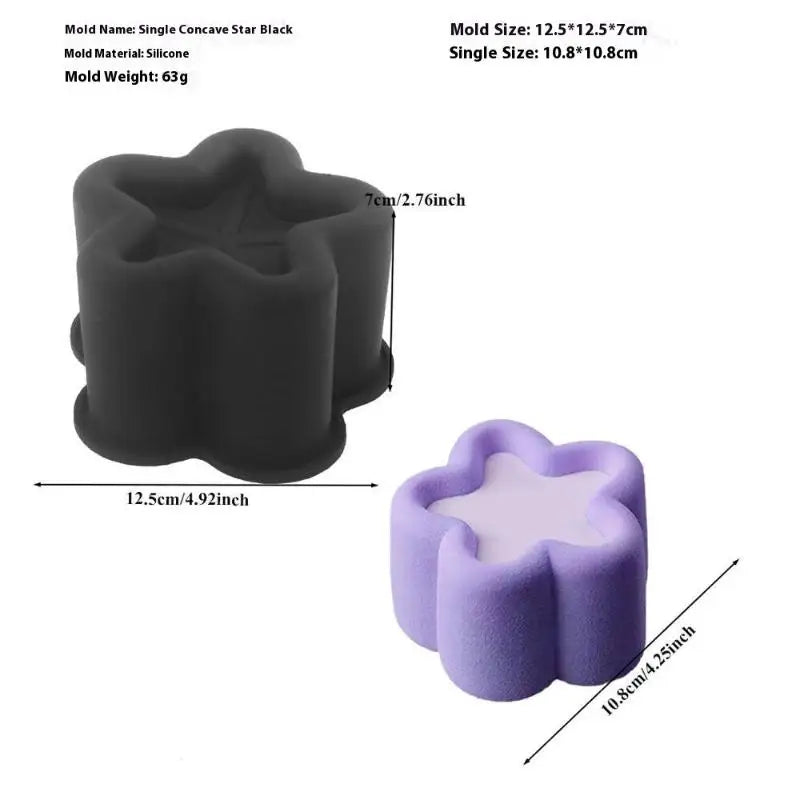 Flower Heart Square Star Shape Bento Cake Silicone Mold Chocolate Qme star shape Black