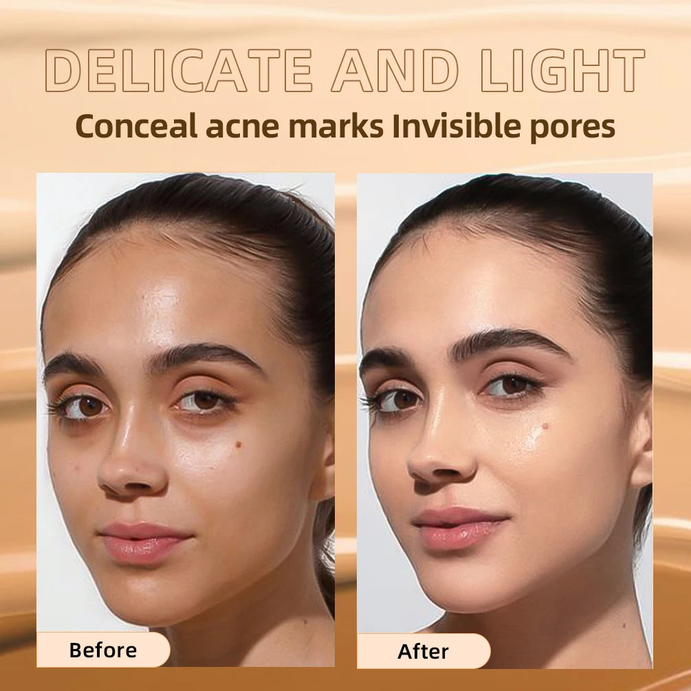 QIBEST Liquid Foundation High Coverage Waterproof Face Concealer Base Cream Lasting Oil-Control Professional Makeup For Women Qme