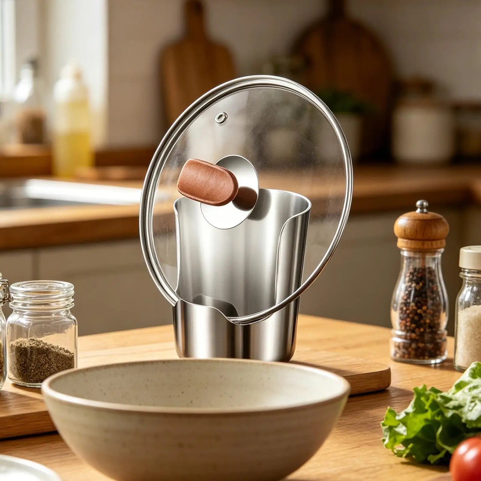 Pot Lid Holder While Cooking Stainless Steel Multifunctional Vertical Organizer Spoon Rest For Counter Cabinet Kitchen Oven Home Qme