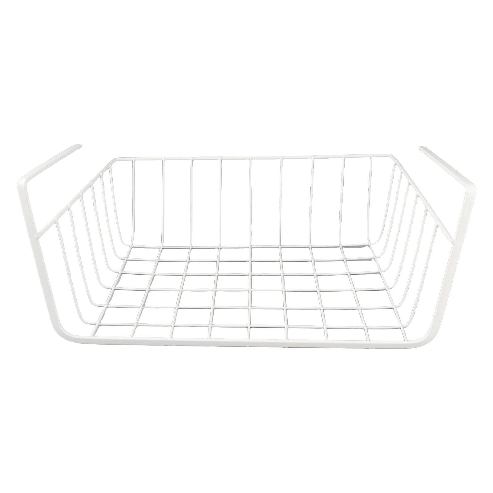 Under Shelf Wire Basket Fine Crafted Under Shelf Storage Basket Large Capacity All Metal for Pantry for Bookshelf for Office Qme M white