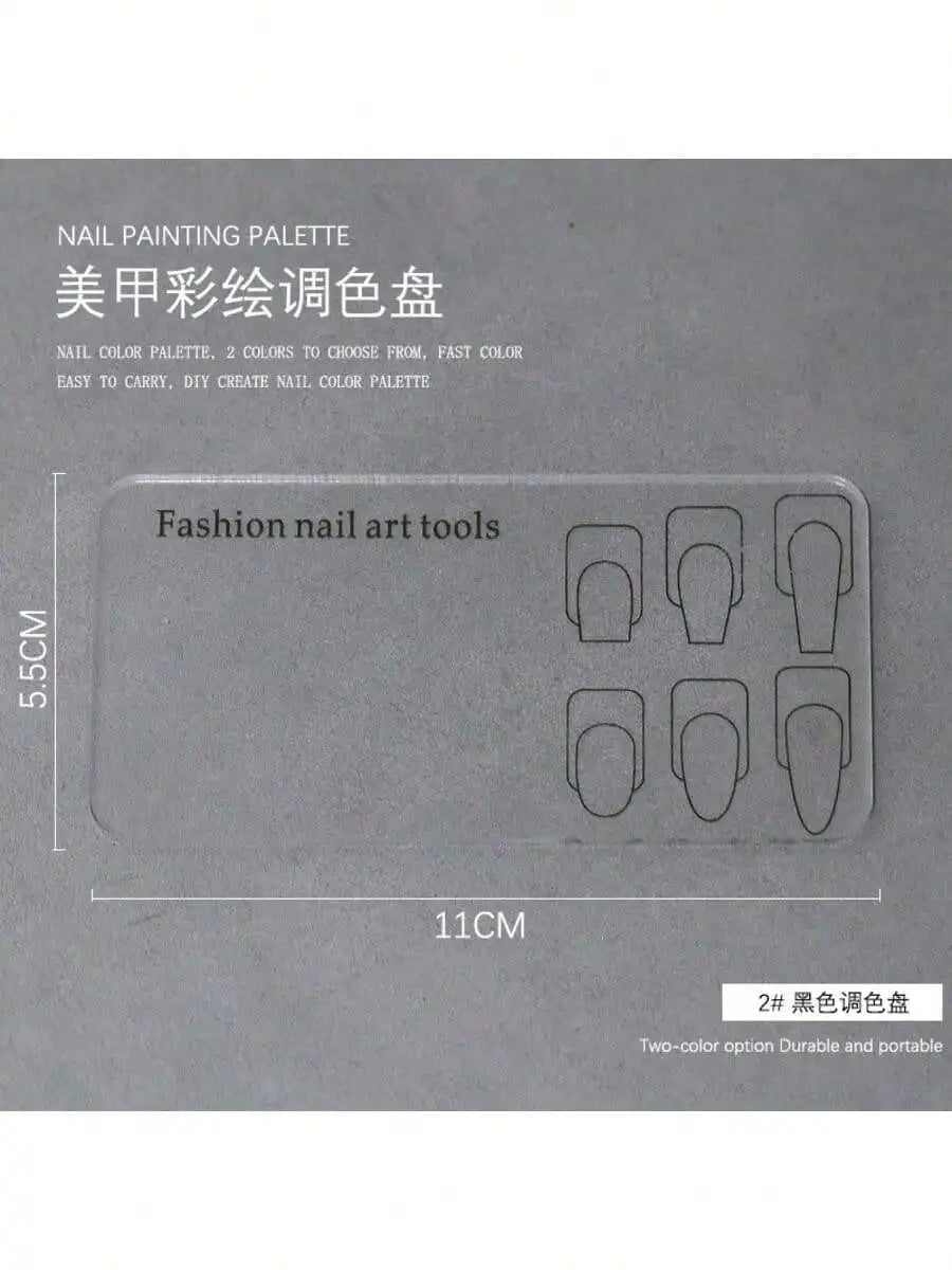 Nail Art Practice Palette Transparent Reusable Stencils Beginners Qme black