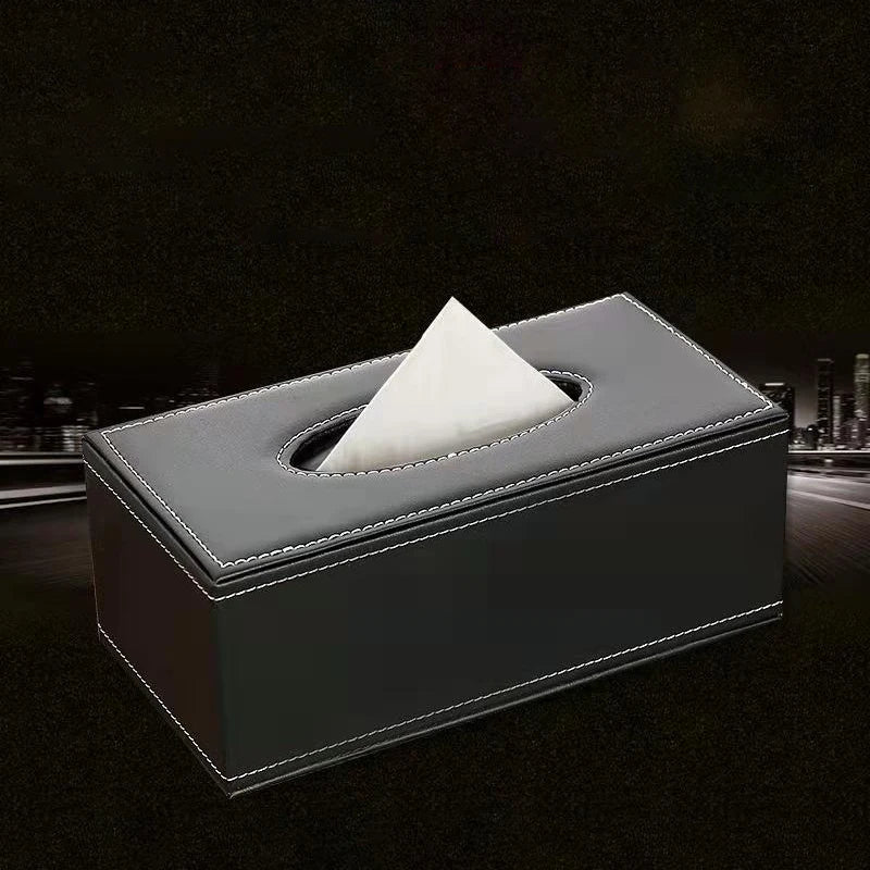 Household Tissue Storage Box Leather Car Paper Dispenser Container Qme