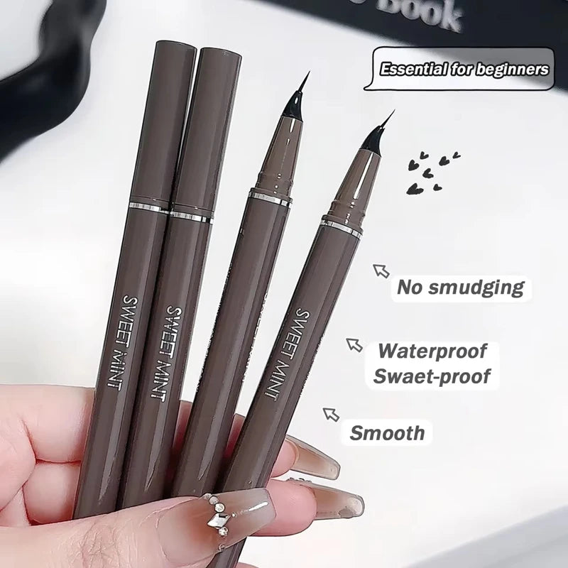 Ultra-fine Liquid Eyeliner Skinny Curved Brushwork Long lasting Waterproof Anti Shake Fast Drying Slim Enlarged Eyes Qme