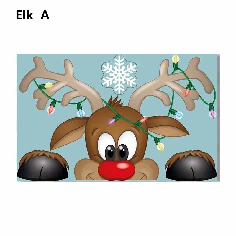 Snowflake Santa Elk Christmas Colorful Static Glass Sticker Window Home Decoration Qme Elk A