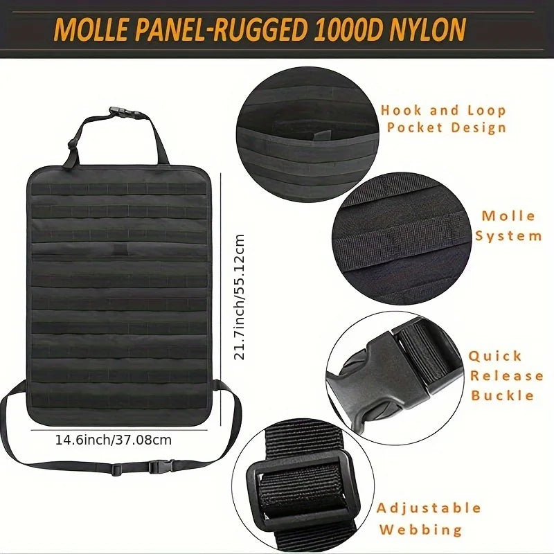 1storage bag for the back of a seat, a tactical car seat organizer bag, a multi-functional backpack for the back of the car seat Qme