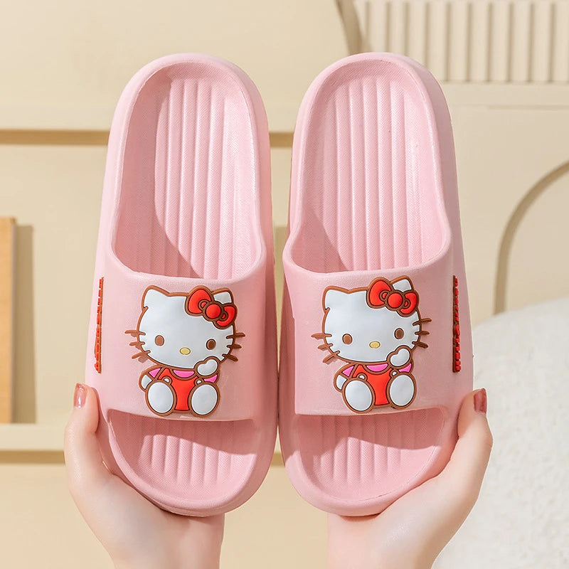 Hello Kitty Cartoon-Style Minimalist Flip-Flops Cute, Non-Slip Flip-Flops for Students Lightweight Slippers for Home and Ba Qme