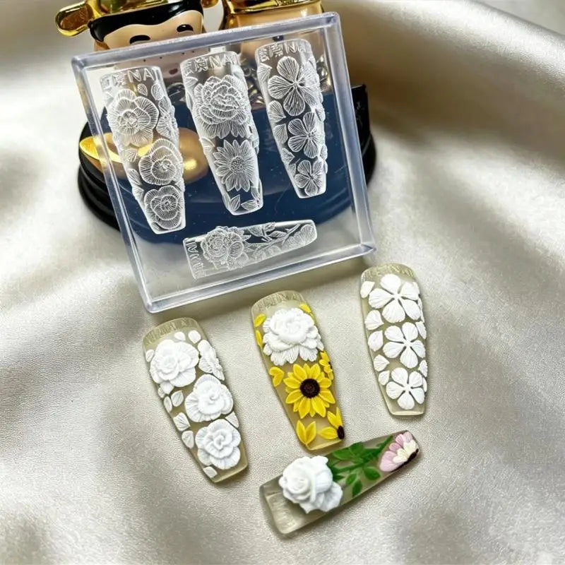 DIY Manicure Tool Silicone Mold Flower Nail Art Craft Reusable Qme