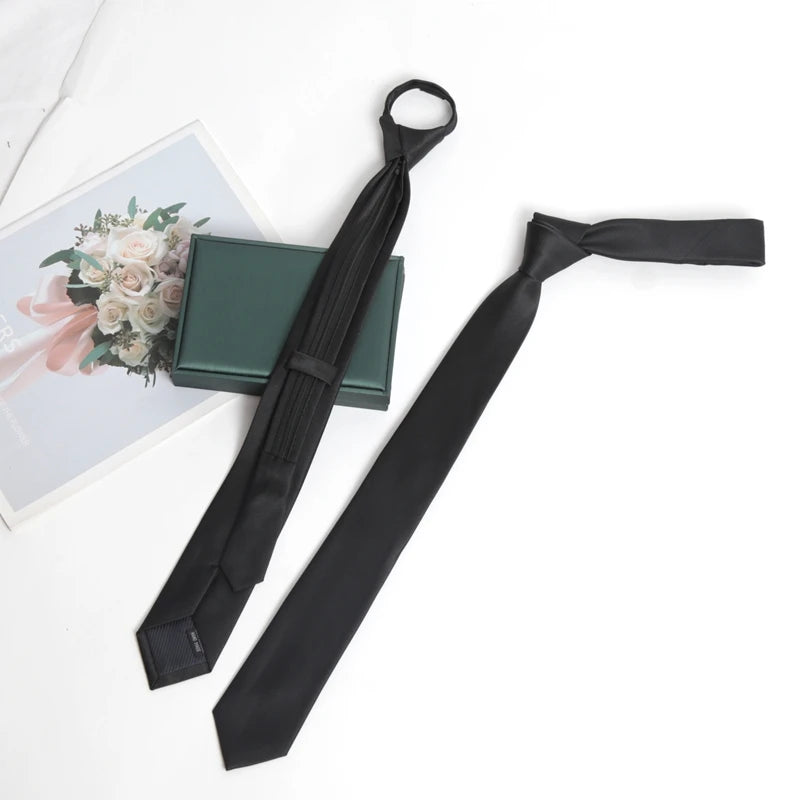 Black Colors Zipper Tie Handmade Necktie Skinny Men Ties Man Women Qme