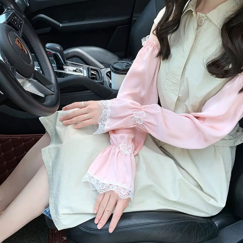 Breathable Anti-UV Ice Silk Sleeves UV Insulation Butterfly Sunscreen Sleeve Arm Covers Sunscreen Sun Protection Cover Summer Qme pink