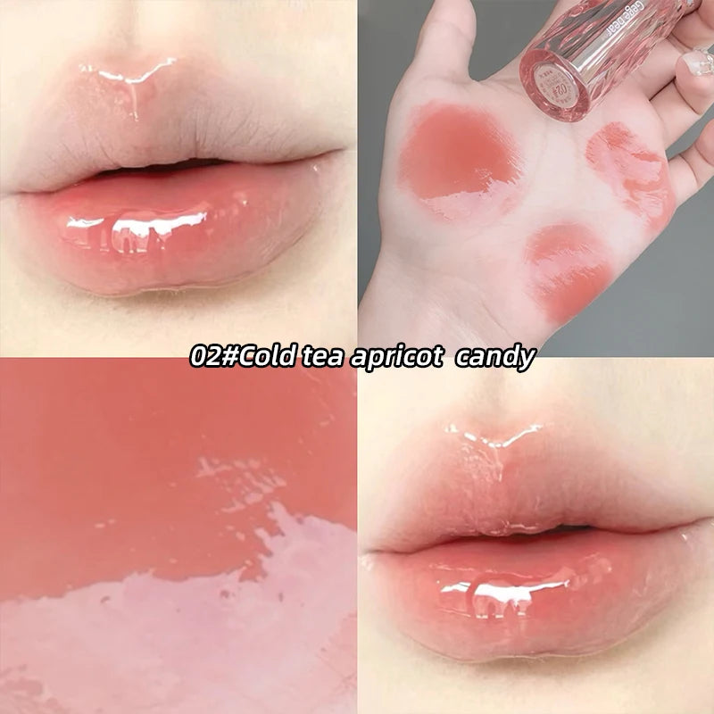 Gegebear Glass Crystal Translucent Lip Glaze Moisturizing Mirror Qme GX1156-02