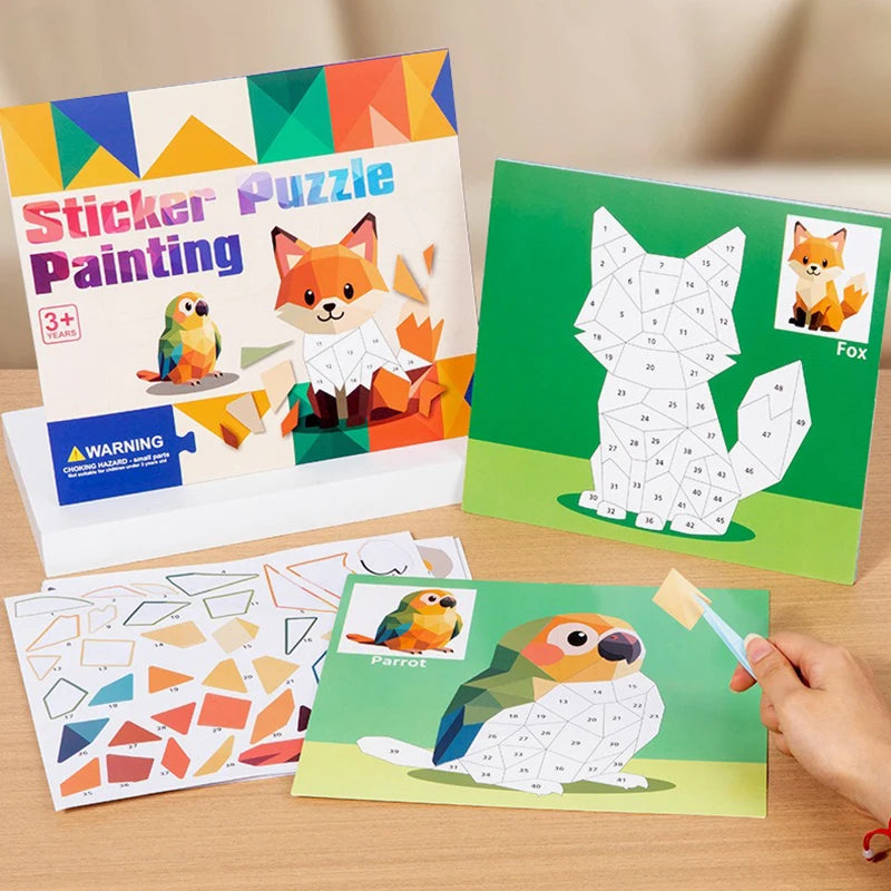 3D Puzzle Sticker DIY Craft Art Kit with Self-Adhesive Paper Back-to-School Gift Animal Collages Creative Handcraft Educational Qme