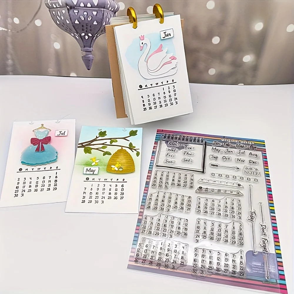 Alinacraft Clear Calendar Stamp Reusable Transparent Stamps Paper Qme