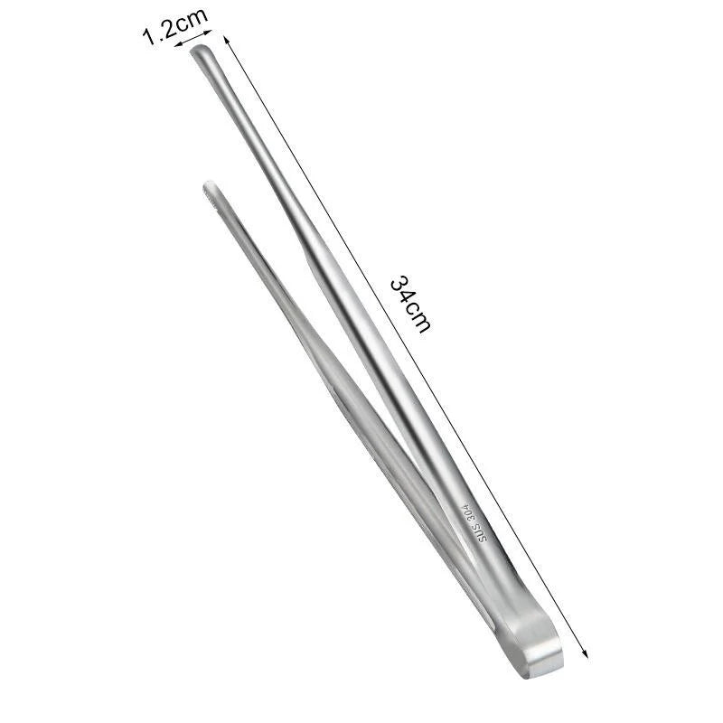 Stainless Steel Barbecue Tongs Kitchen Vegetable Reusable Meat Qme 34cm