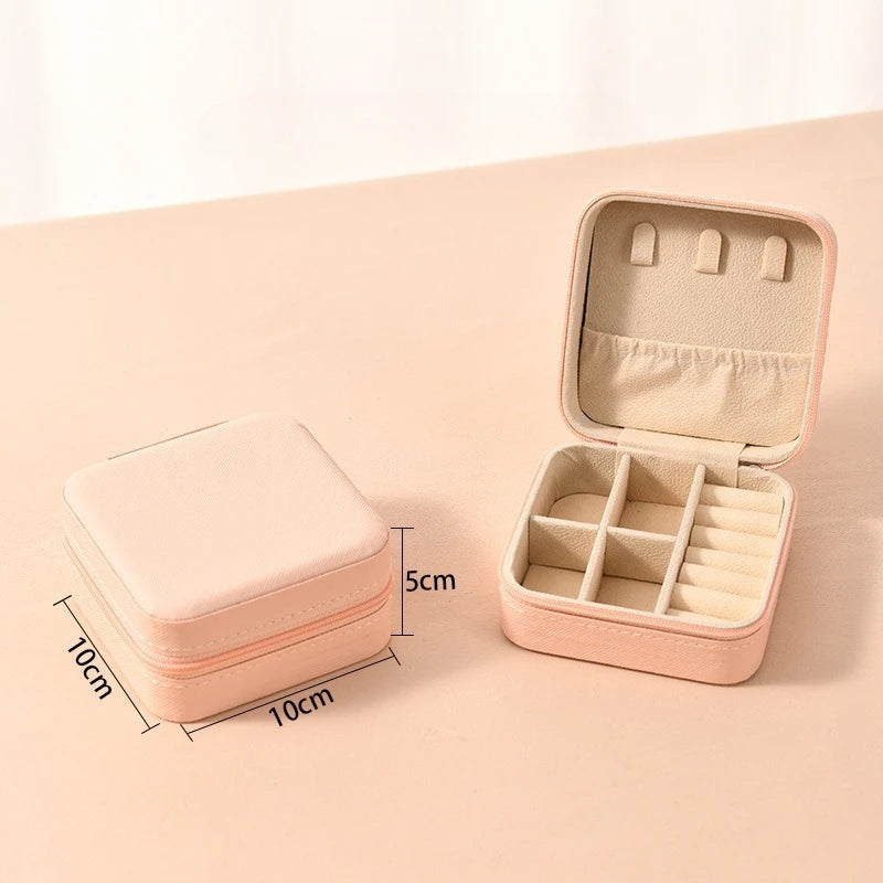 1pcs Single Layer Square Storage Box Ladies Travel Leather Jewelry Box Classic Various Colors Storage Box Qme Lotus Root Pink