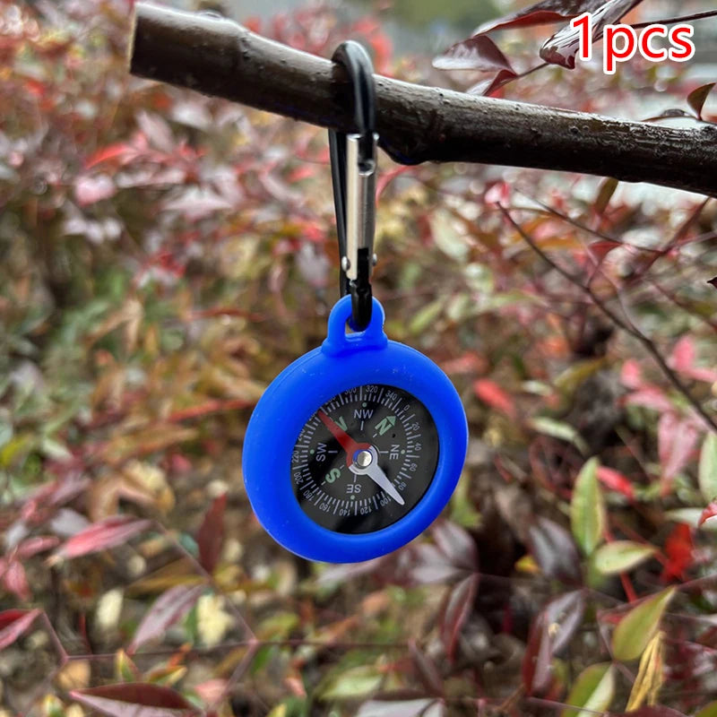 1 Bushcraft Compass Carabiner Hook Life Silicone Camping Pocket Qme 1pcs Dark blue
