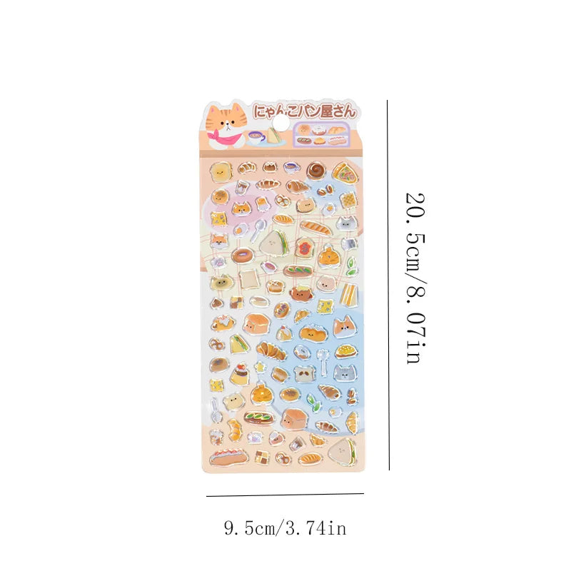 4PCS Japanese Cute Animal Candy Glass 3D Crystal Sticker, Reward Sticker for DIY Scrapbook Phone Case Notebook Decoration Qme