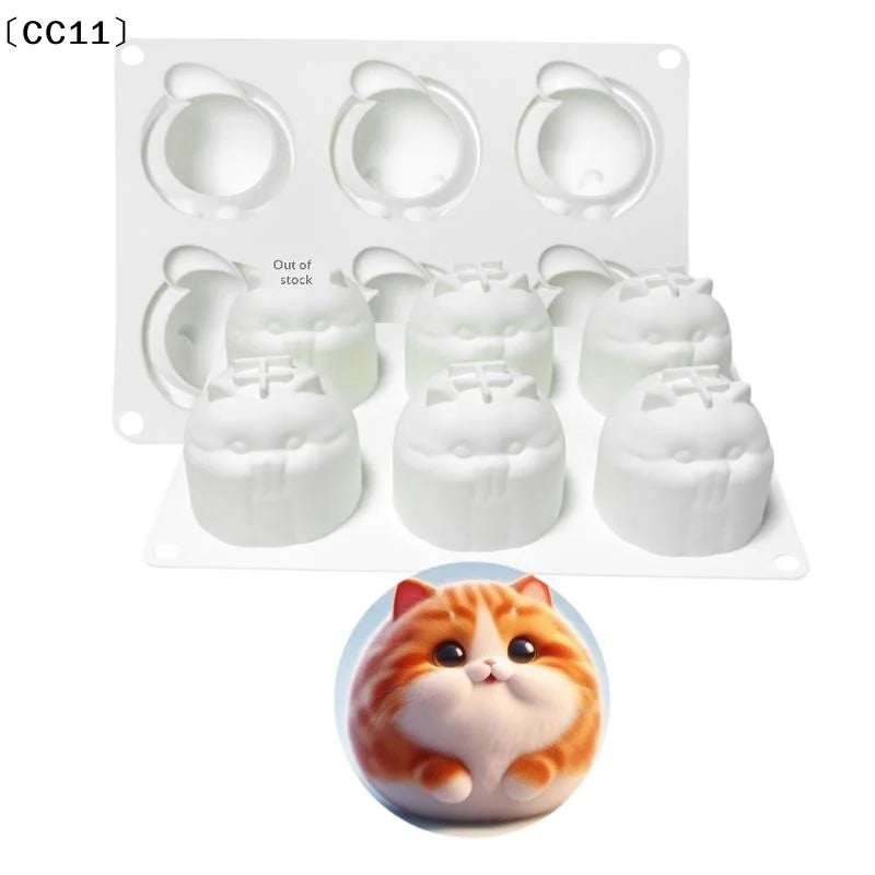 3D Lovely Cat Pudding Mousse Mould DIY Animal Mochi Dessert Chocolate Qme