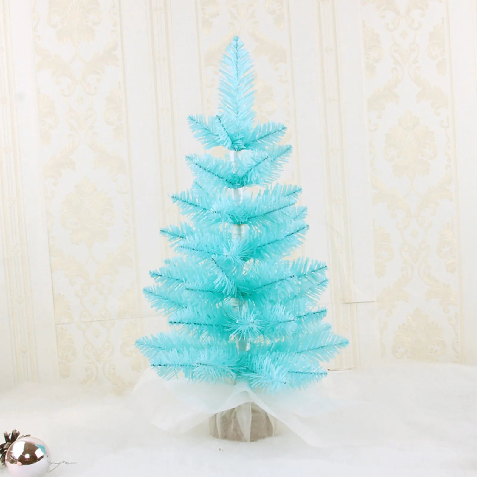 Artificial Mini Colorful Trees Christmas Village Trees with Wood Base Small Sisal Tree for Tabletop Christmas Decoration Qme