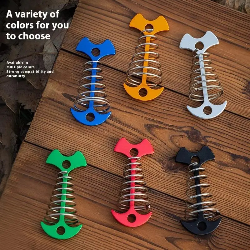 Camping Deck Nails Spring Fish Bone Wooden Board Tent Pegs Ground Qme