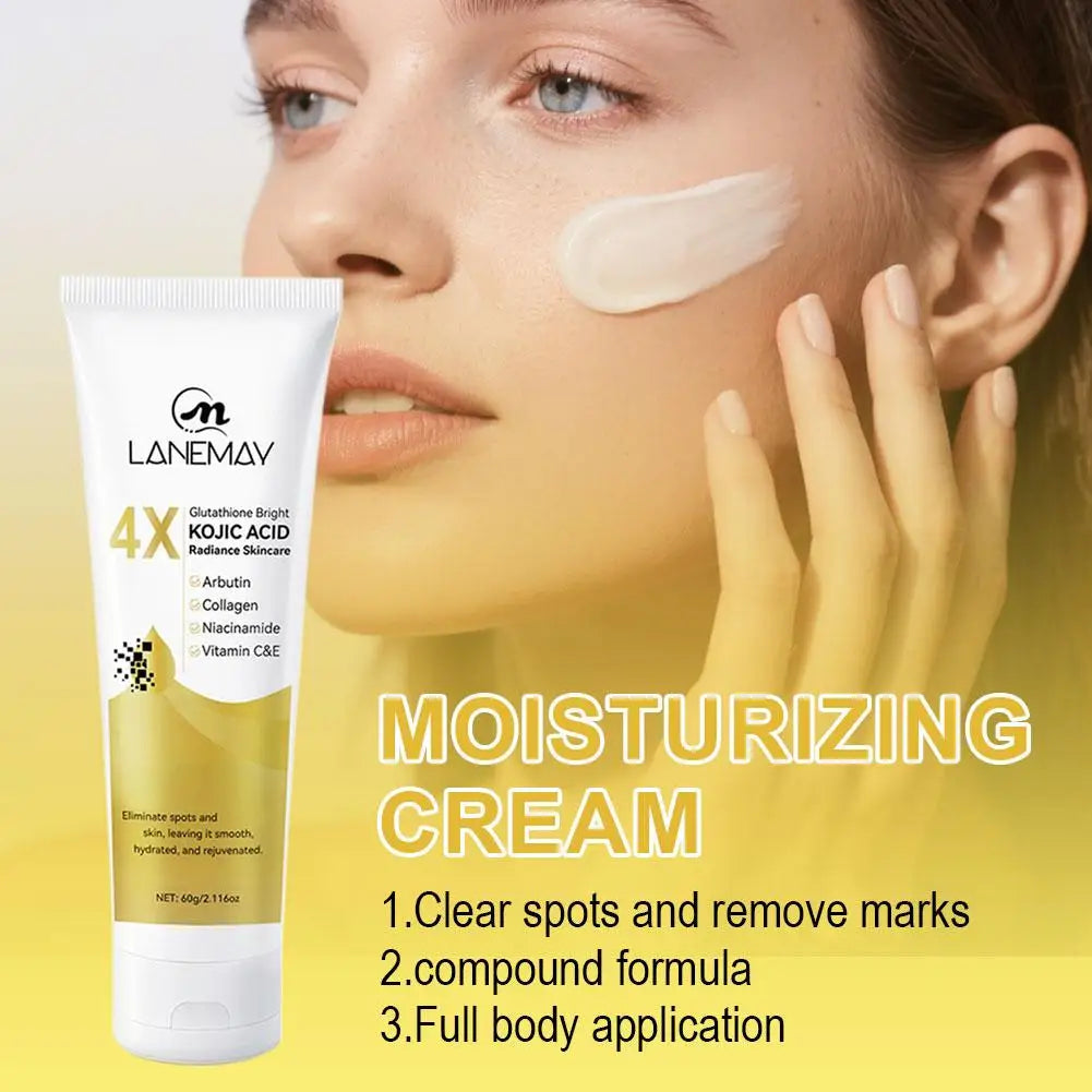 4X Glutathione Kojic Acid Face Cream Even Skin Tone,Eliminates Dark Spots And Dullness Refreshing Moisturizing Glowing Skincare Qme