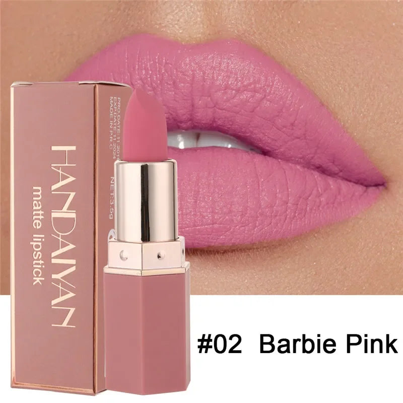 6 Colors Matte Waterproof Long Lasting Velvet Lipstick Sexy Red Nude Pigments Makeup Profissional Lip Make Up Lipstick Cosmetic Qme 02