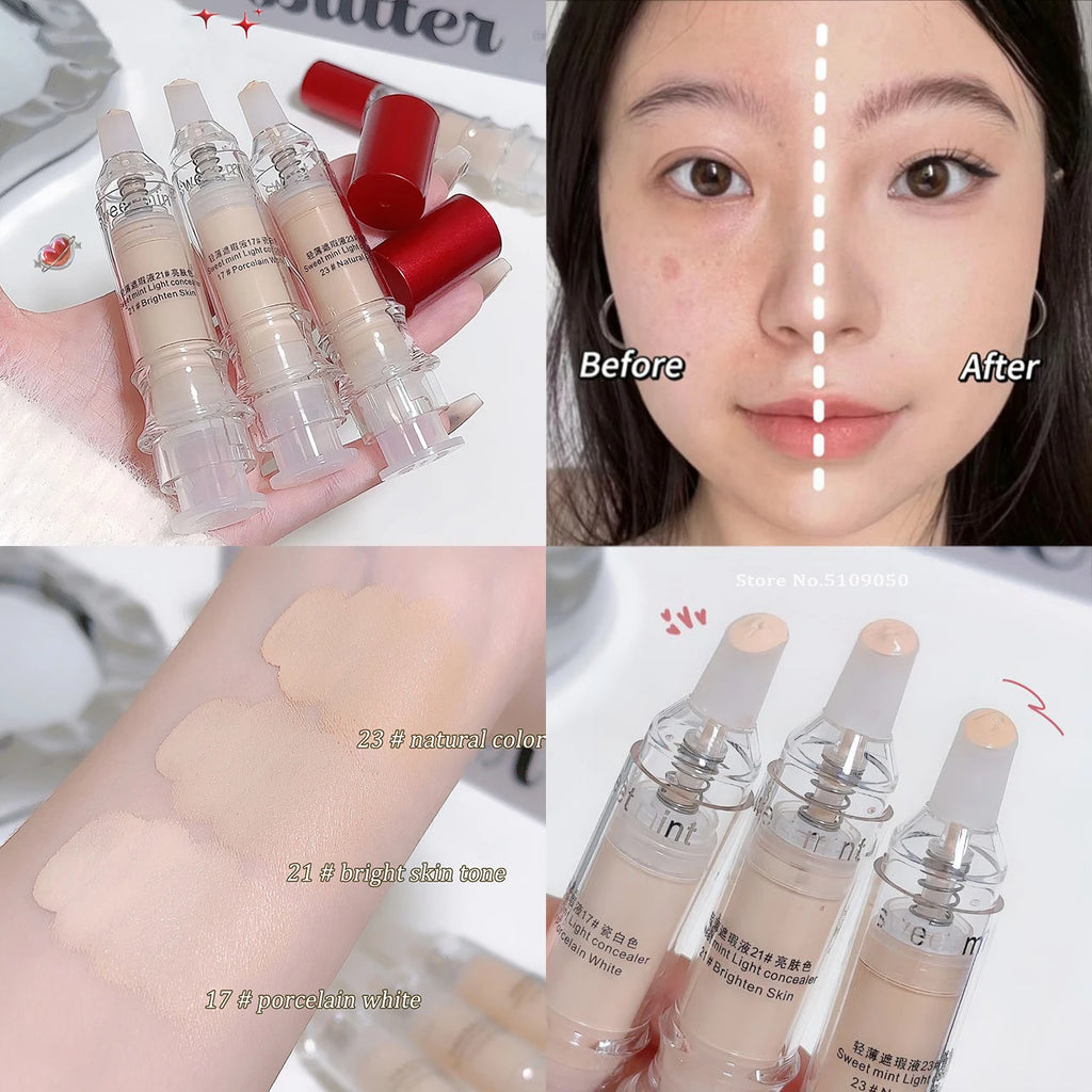 Porcelain White Light Concealer Pen Full Coverage Cover Dark Circles Acne Pores Press Concealer Matte Foundation Cream Cosmetic Qme