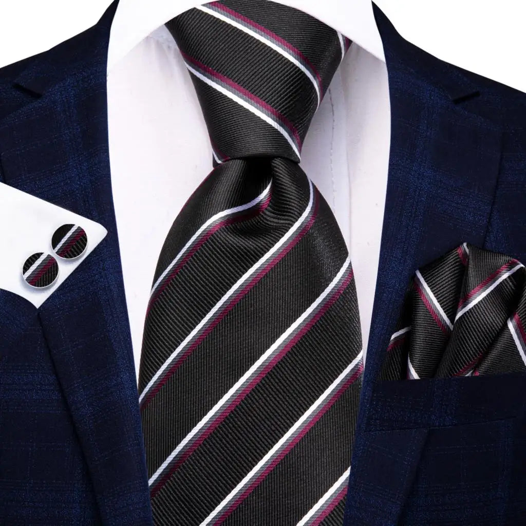 Hi-tie Psialey Black Gold Silk Elegant Tie Men Groom Wedding Necktie