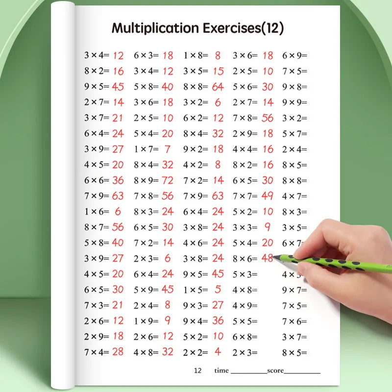 48 Pages Multiplication Division 99 Times Exercise Book Training in MathematicsCalculation Book for Children Aged 3-8 Qme