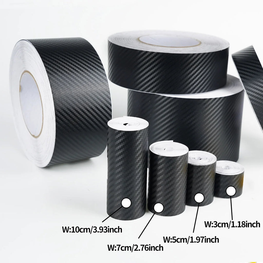 1-10M 3D Nano Carbon Fiber Stickers Car Door Edge Anti-Scratch Tape Black Side Mirror Protector Strip for Vehicle Protection Qme