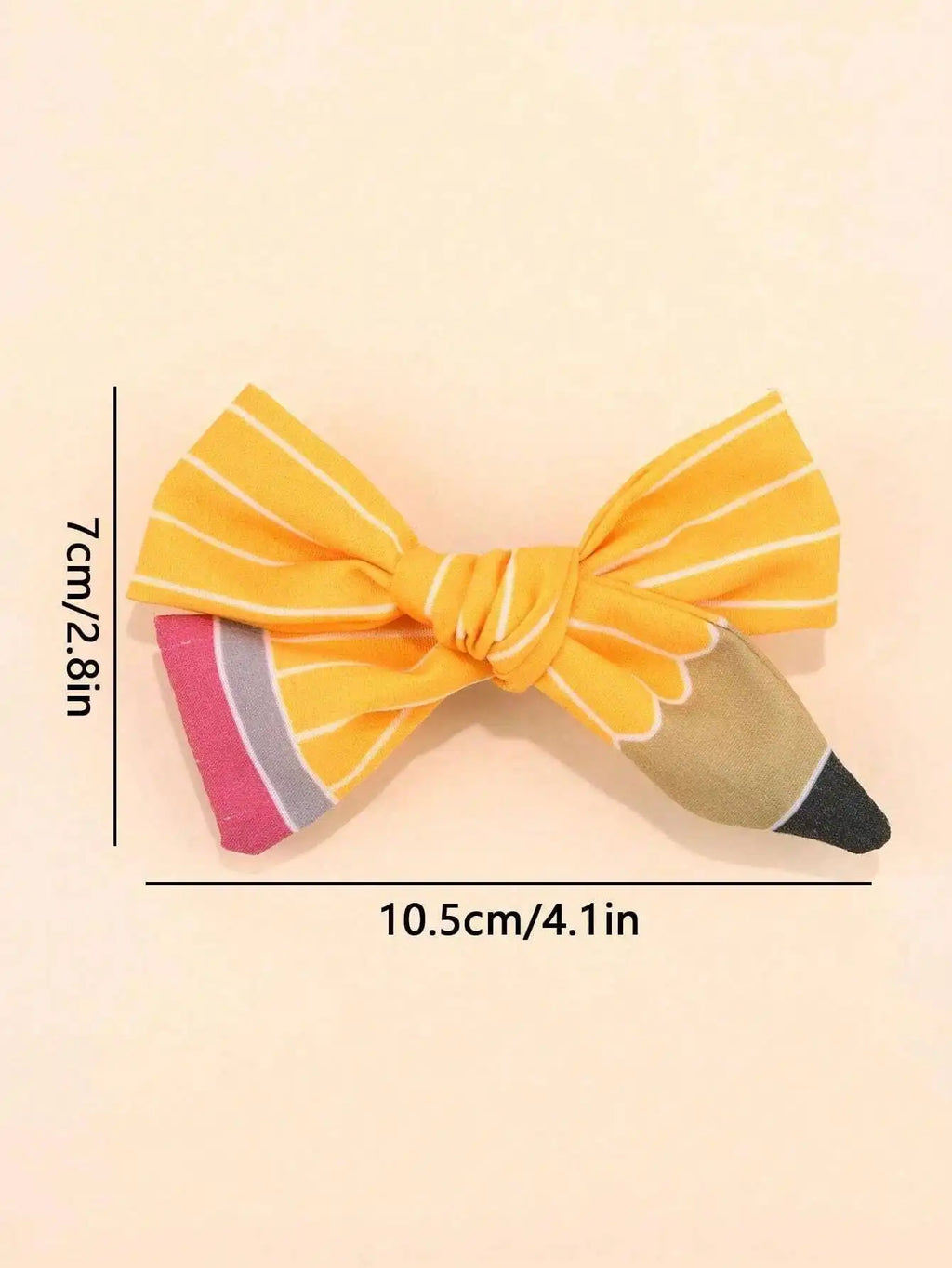 Season Pencil Hair Bow Clips White Line Ponytail Holder Ribbon Qme