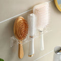 1pc Wall-Mounted Acrylic Hair Brush Holder – Clear Plastic Bathroom Organizer | No-Drill Vanity Storage Rack | Holds Combs Qme Transparent