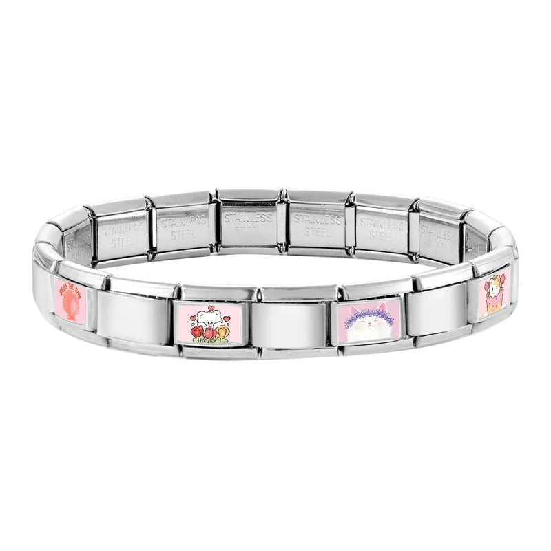 Romantic Lovely Rabbit Stars Flower Cast Dogs Italian Charm Link Fit 9MM Bracelet Stainless Steel Women Men DIY Making Jewelry Qme