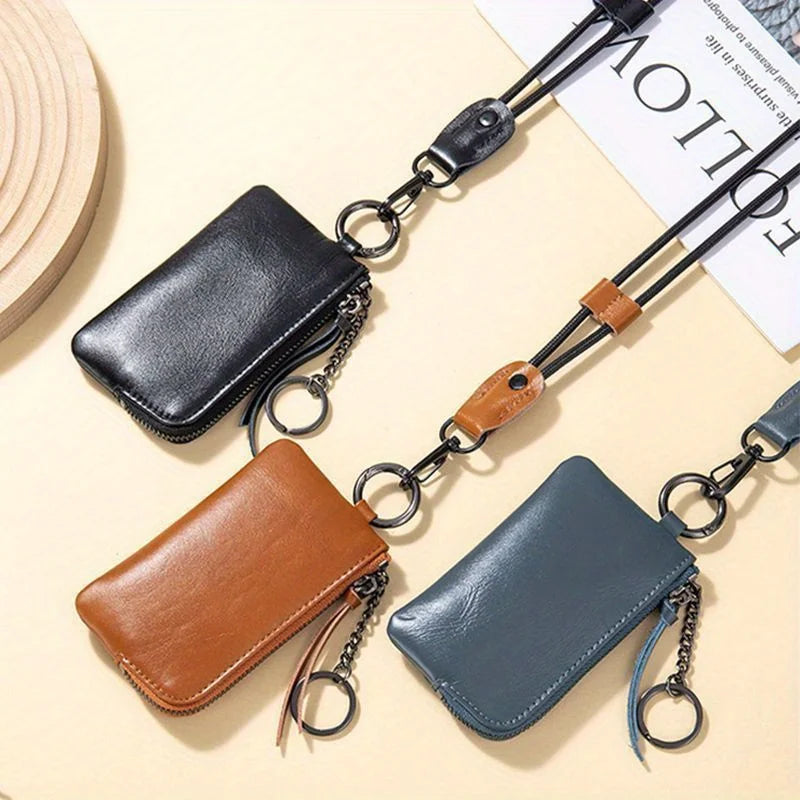 1pc Faux Leather Neck Wallet / Mini Coin Purse Keychain Card Holder / Soft Compact Travel Essential / Perfect Gift for Women Qme