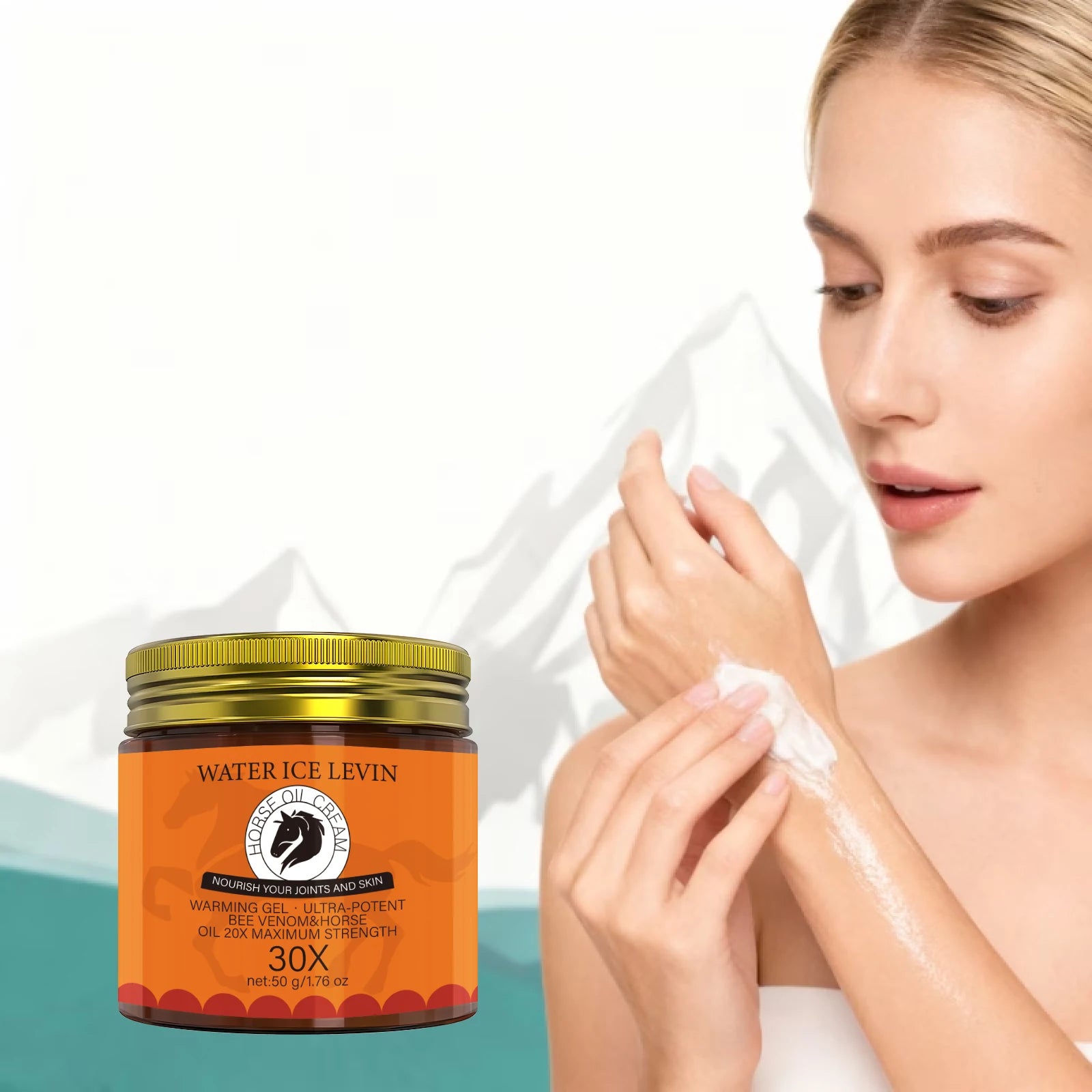 Warming Horse Oil Cream Infused Bee Venom & Rosemary, Nourish Skin & Joints Qme