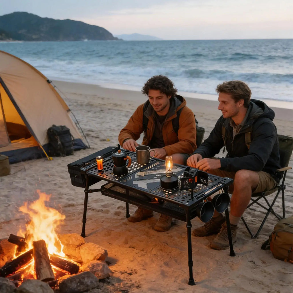 Folding Camp Table Aluminum Alloy Lightweight Adjustable Portable Camping Table Hiking Accessories For Indoor Travel Picnic Qme