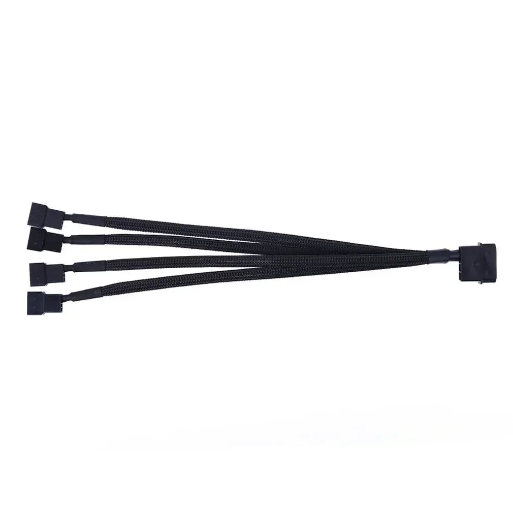 4pin Molex, 27cm, Fan Adapter for Computer Case Fan / CPU Fan / Mining Cooling Fans, 4 Way 3Pin/4Pin Splitter Cable Qme