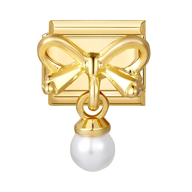 2026 Exquisite Bowknot Micro Inlaid Colored Zircon Pearl Italian