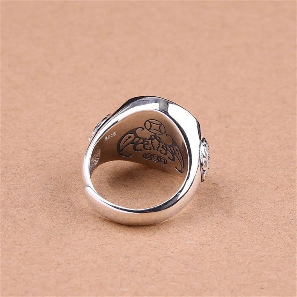 Classic Yin Yang Tai Chi Ring Zodiac Qian Kun Bagua Rotatable Adjustable Opening Finger Ring Lucky Auspicious Jewelry Gift Qme