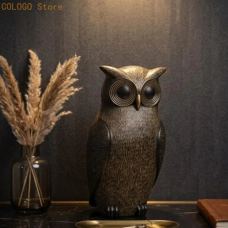 Owl Small Statue Resin Bird Figurine Table Decors Christmas Birthday Qme