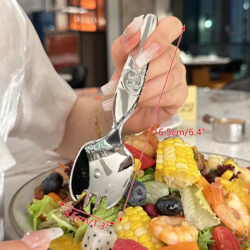 Stainless Steel Round Spoon Net Red Golden Dinner Long Handle Qme
