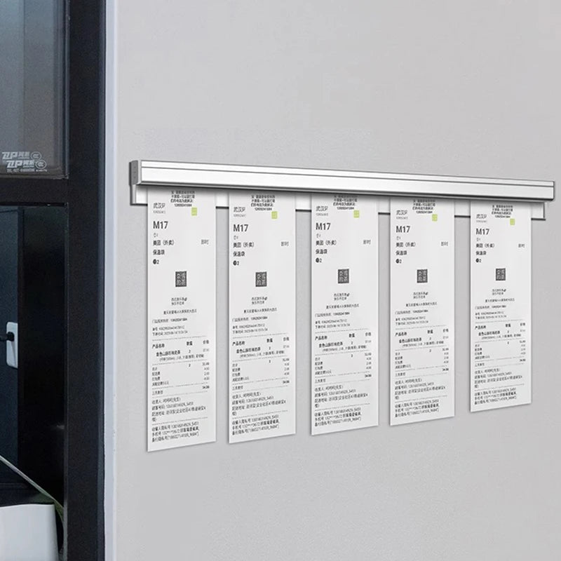 Aluminum Alloy Wall-mounted Sticked Take-out List Receipt Clip Hanging Ticket Order Invoice Paper QR Holder Restaurant Menu Clip Qme