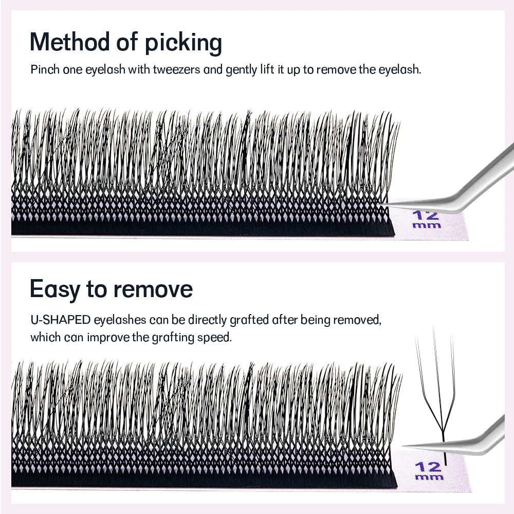 NATUHANA U-shaped YY Parallel Flower Fake Eyelash Cosplay Double Tips Qme