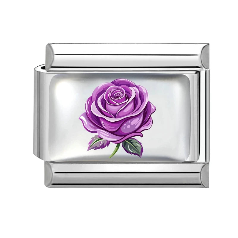 Fashion African Daisy Iris Peony Rose Flower Butterfly Italian Charm Fit 9MM Stainless Steel Bracelet Women Men DIY Jewelry Gift Qme Style 4