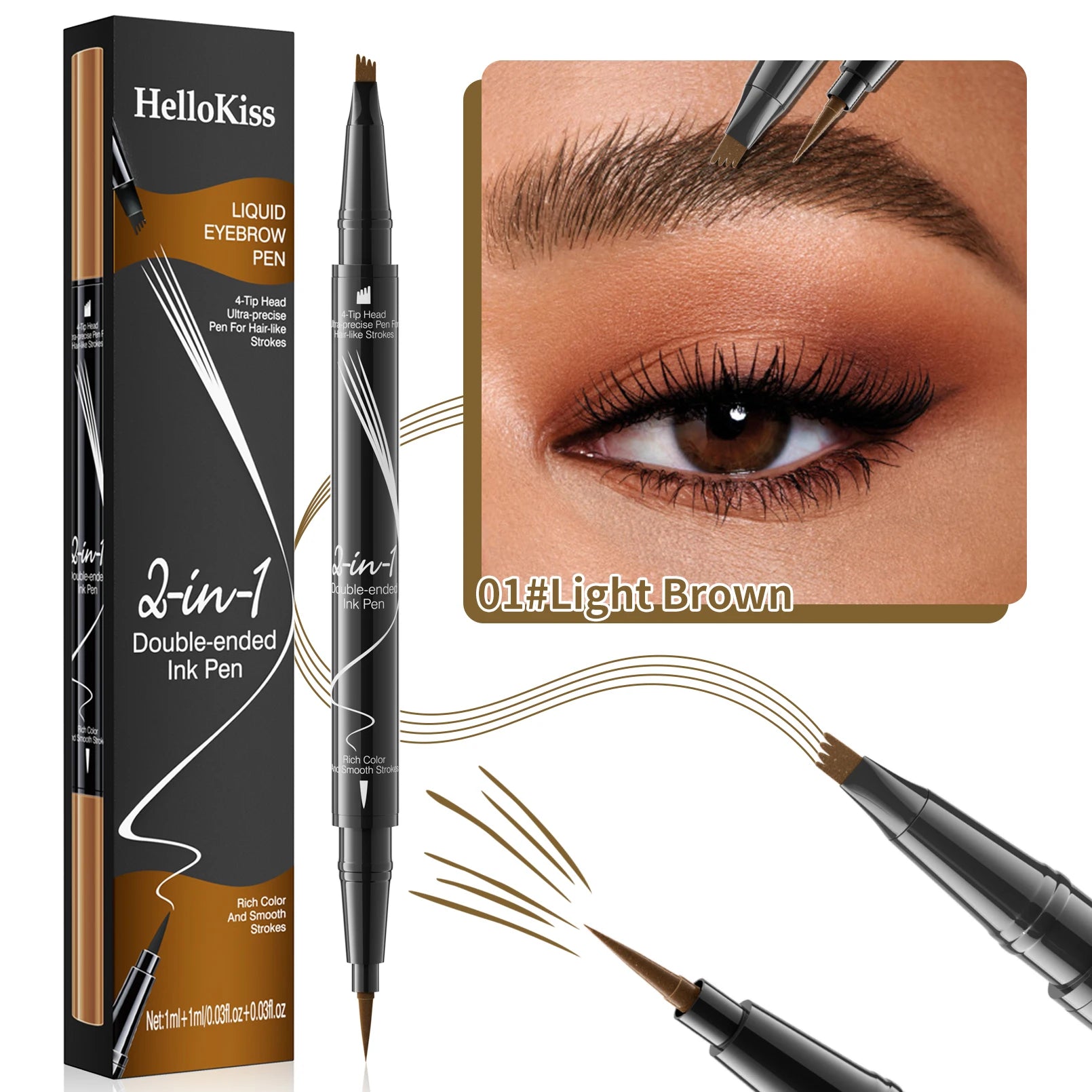 4 Point Eyebrow Pencil Waterproof Liquid Eyebrow Pen Makeup Long Lasting Cosmetic Microblade Brow Pencil Qme 9706-1