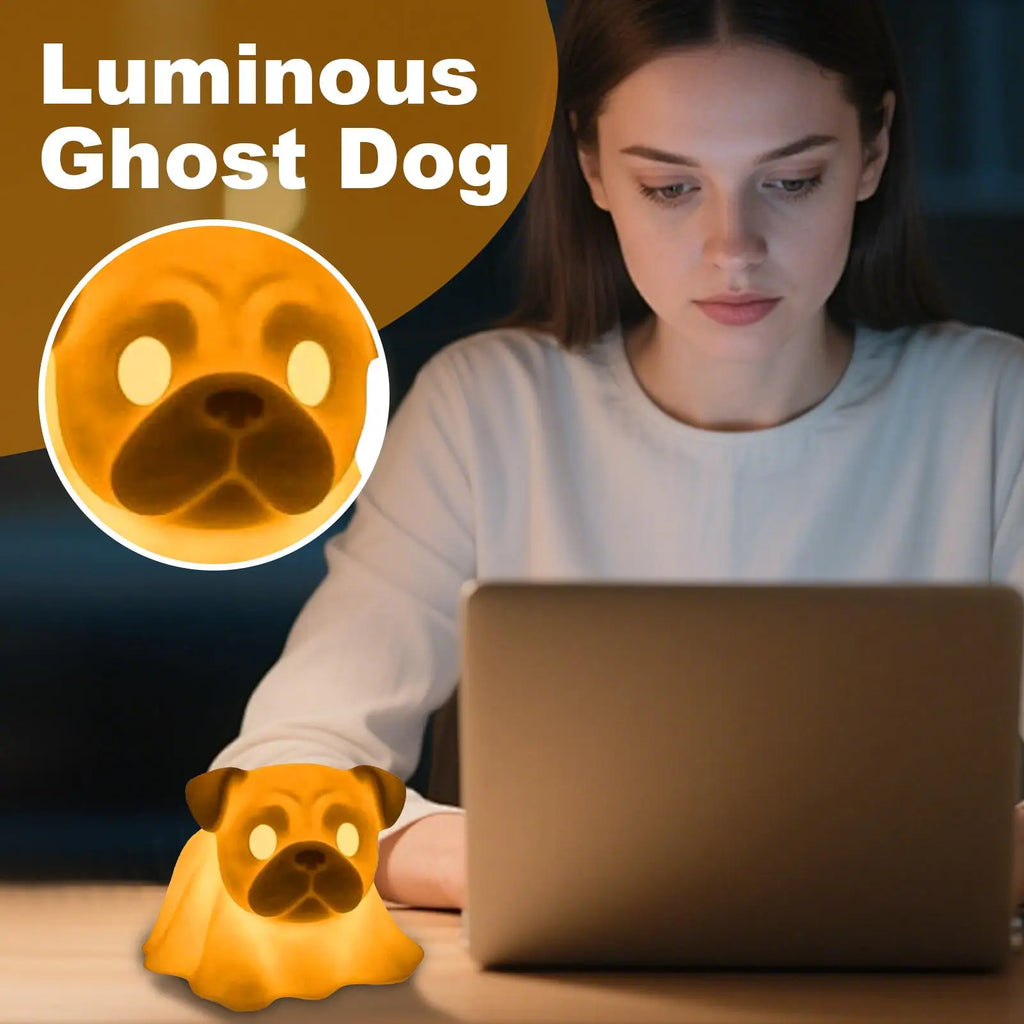 Halloween Dog Figurine Glow Dachshund Ghost LED Lamp Decorative Table Qme