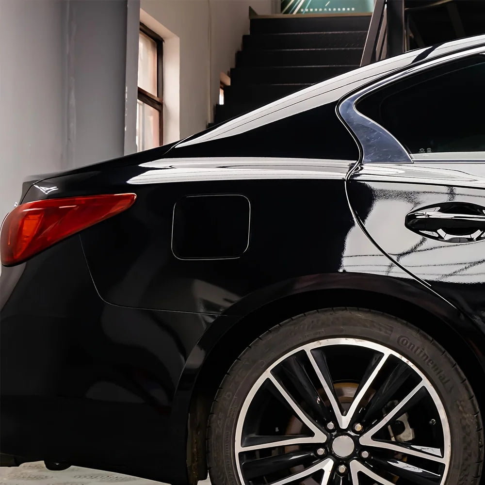 Smooth black car film, thin sheet adhesive film with bubble-free air release stickers, suitable for outdoor decoration of cars Qme