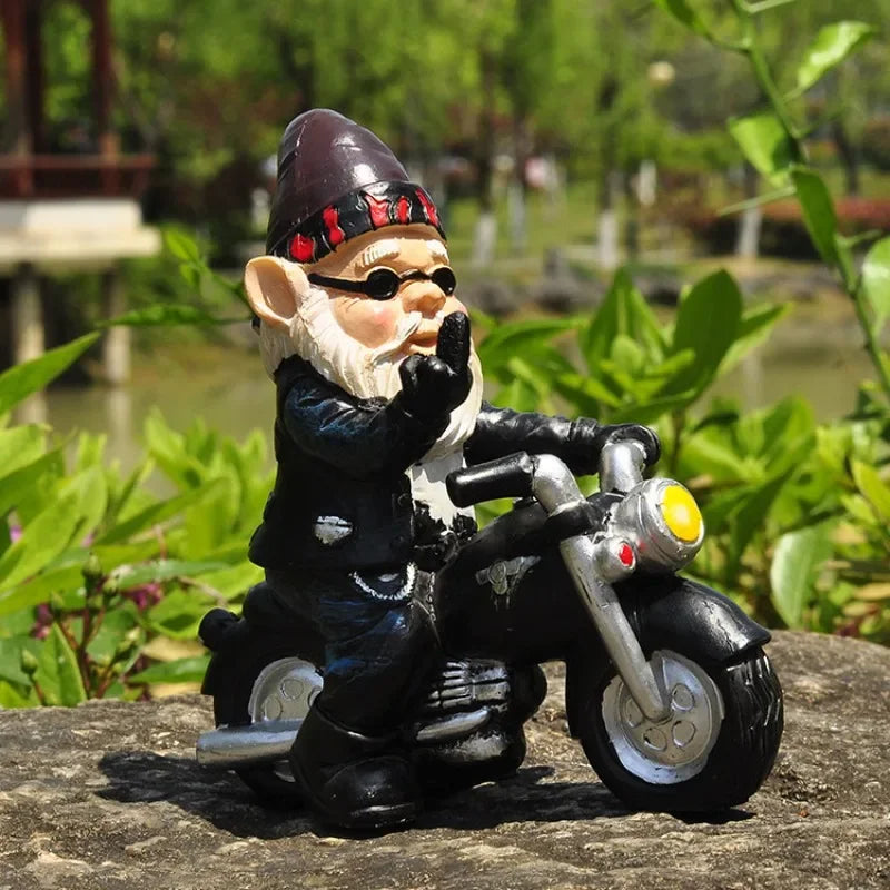 Gnome Dwarf Resin Home Garden Decoration Crafts Ornaments Biker Old Qme