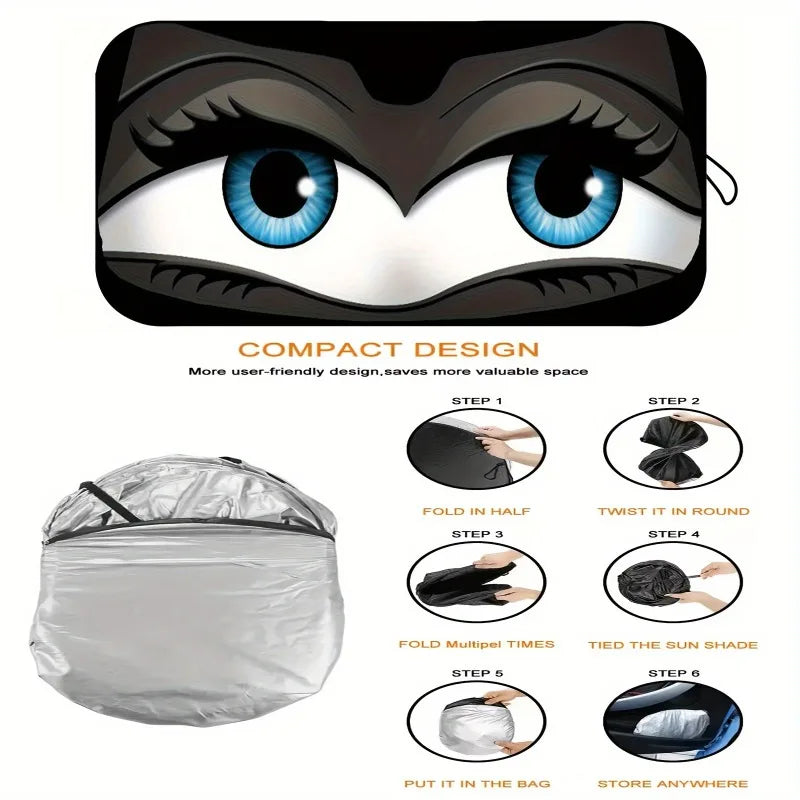 Cartoon Folding Car Sunshade Windshield Protector UV Heat Protection Qme