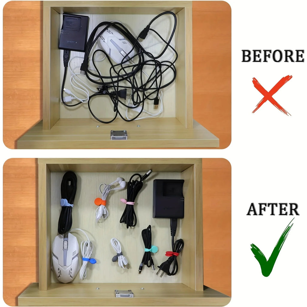 10 magnetic zip ties - reusable USB and headphone storage, suitable for cable organization and reusable zip ties Qme